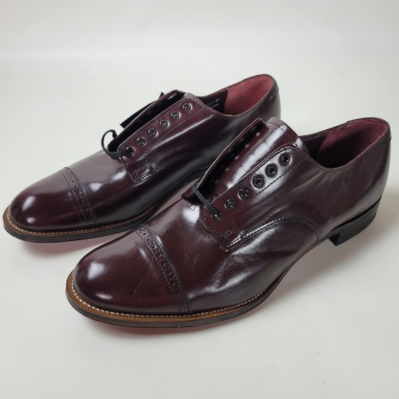 Stacy Adams Madison Mens Burgundy Kidskin Leather Cap Toe Oxford Shoes 00012-05 main image 11